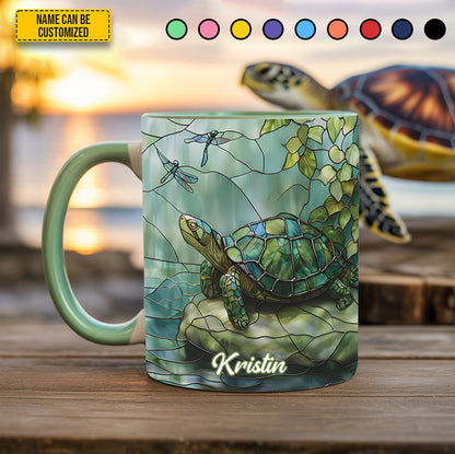Personalized Stained Glass Turtle Ocean Accent Mug