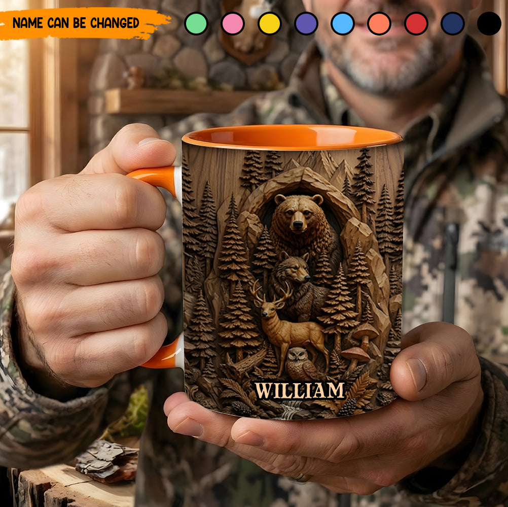 Woodland Legends – Personalized Wildlife Accent Mug