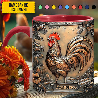 Rustic Rooster - Personalized Chicken Accent Mug