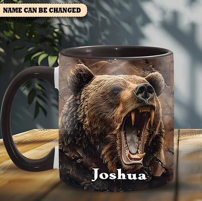 Personalized Grizzly Bear Accent Mug – The Perfect Rustic Gift for Men, Dads, and Nature Lovers.
