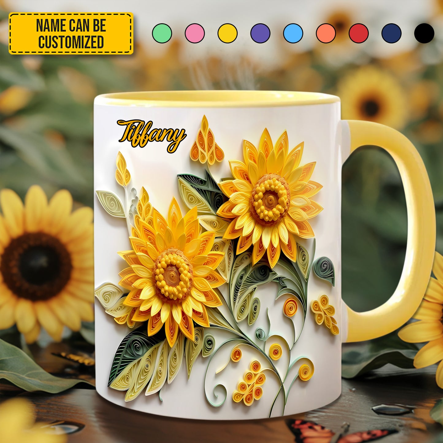 Personalized Sunflower Accent Mug