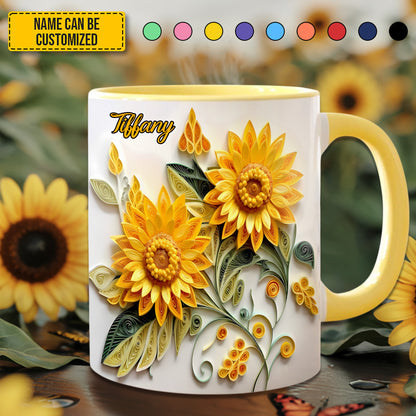 Personalized Sunflower Accent Mug