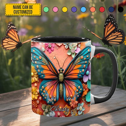 Colorful Butterfly - Personalized Butterfly Accent Mug