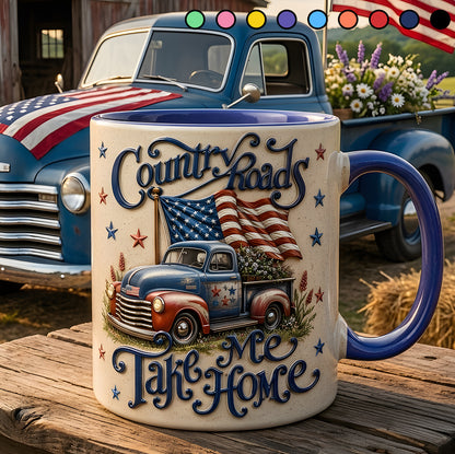 Country Roads Take Me Home – Patriotic Vintage Truck Accent Mug