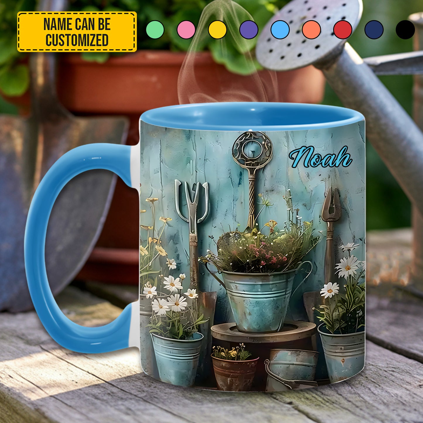 Gardening Tool & Floral  - Personalized Gardening Accent Mug