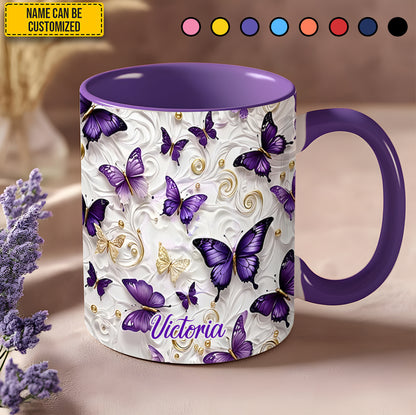 Lavender Butterfly Accent Mug - Personalized Accent Mug
