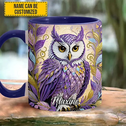 Whimsical Owl Diamond - Personalized Owl Accent Mug
