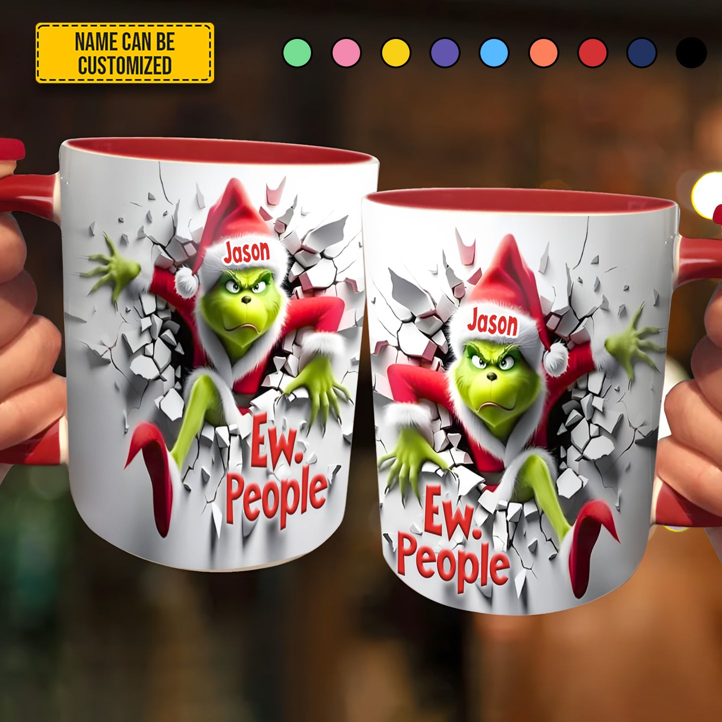 Grumpy Christmas Monster – Personalized Funny Accent Mug