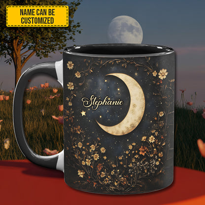 Crescent Moon Wildflower - Personalized Accent Mug