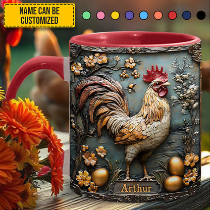 Rooster & Golden Eggs - Personalized Chicken Accent Mug