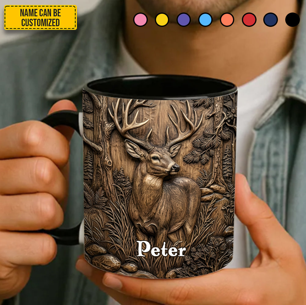 Personalized Deer Hunting Accent Mug – Custom Hunter Coffee Mug Gift