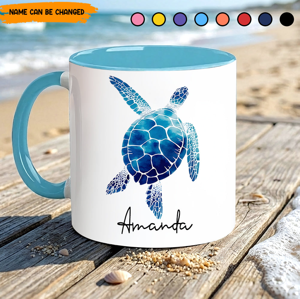 Ocean Breeze Turtle Accent Mug - Personalized Accent Mug