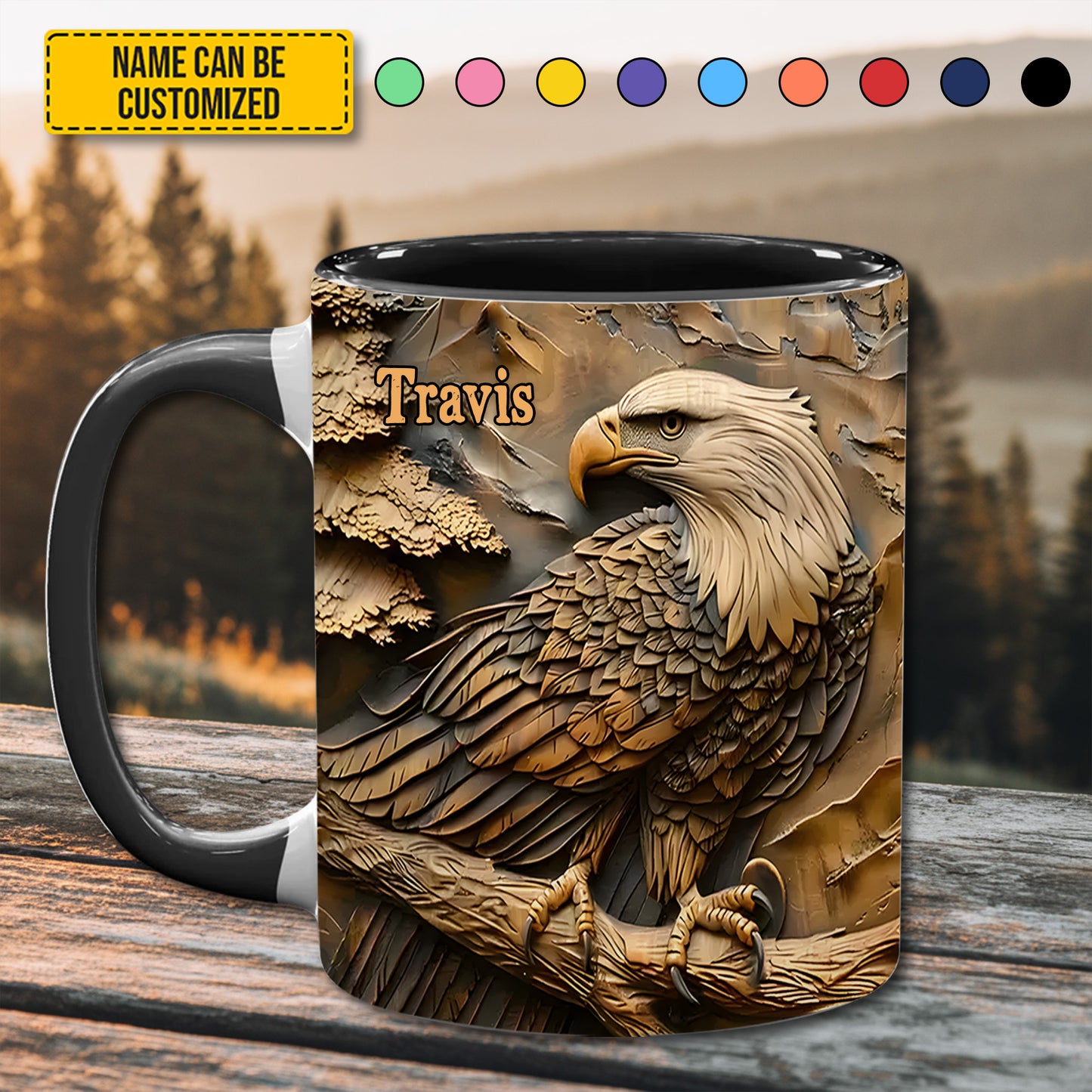 Strong Eagle - Personalized Eagle Accent Mug