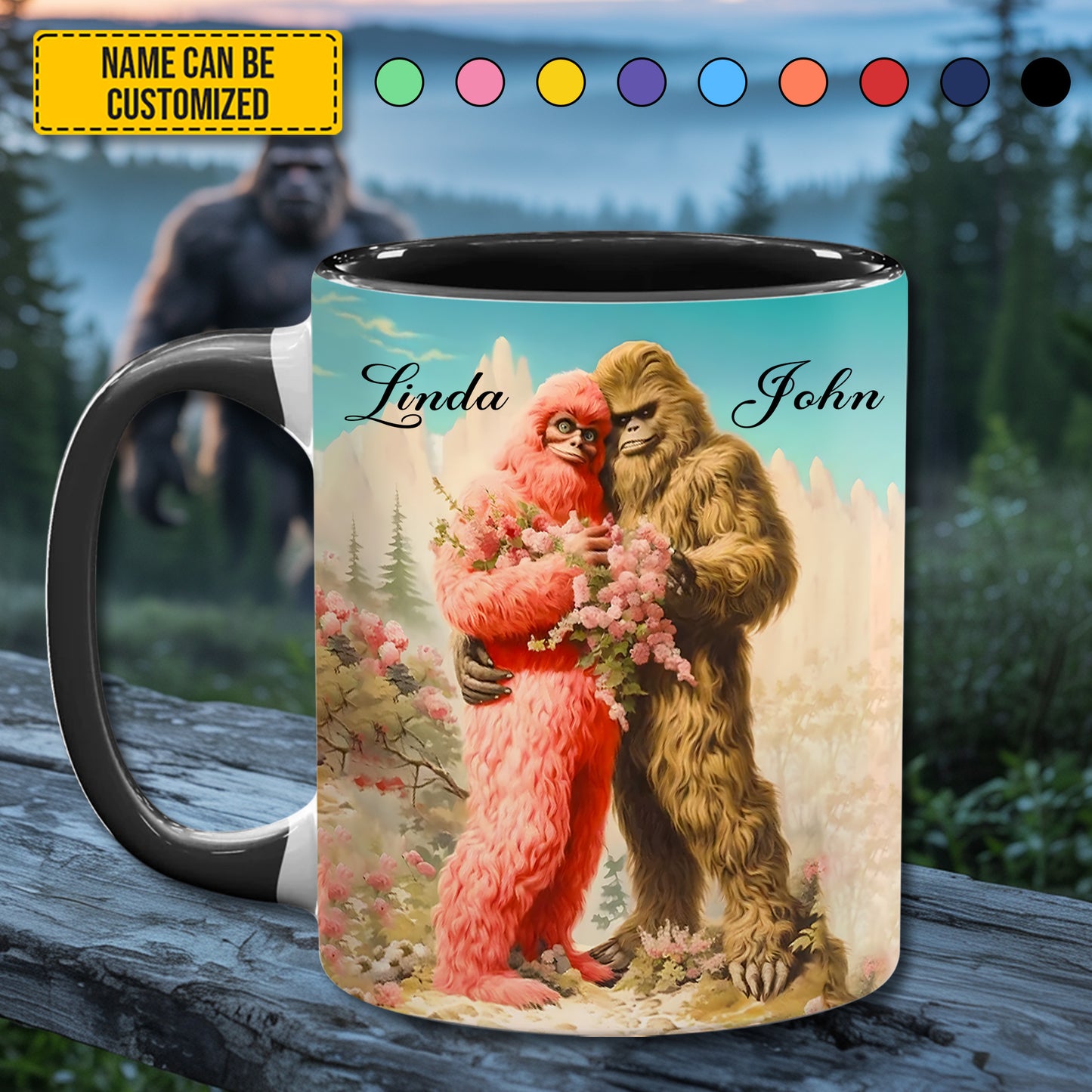 BigFoot Lovers Anniversary – Personalized Bigfoot Accent Mug