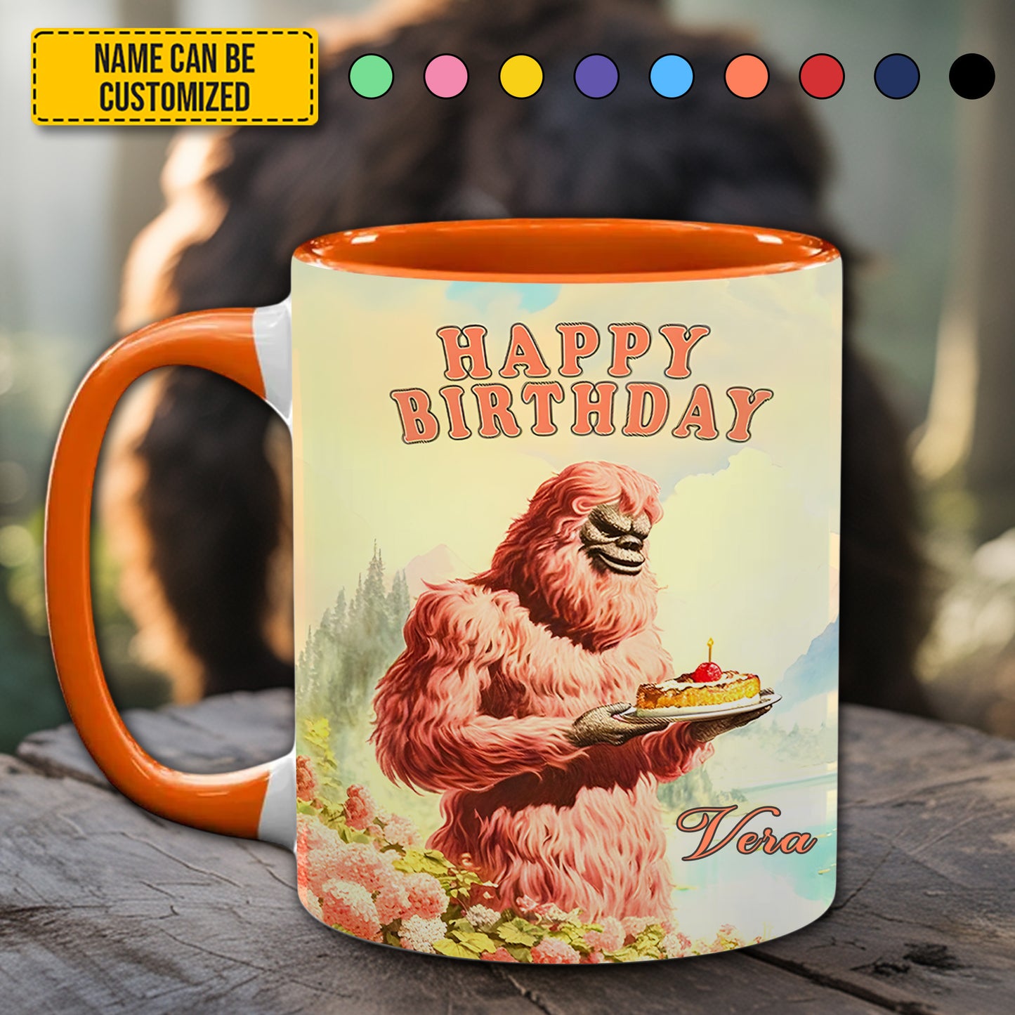 BigFoot Happy Birthday Lovers – Personalized Bigfoot Accent Mug