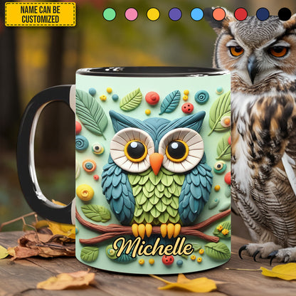 Personalized Cute Owl Accent Mug