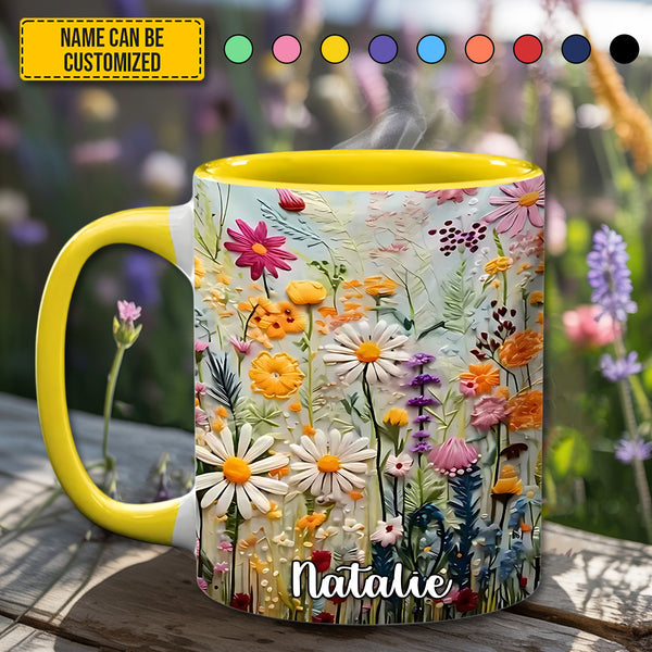 Spring Flowers - Personalized Flower Accent Mug