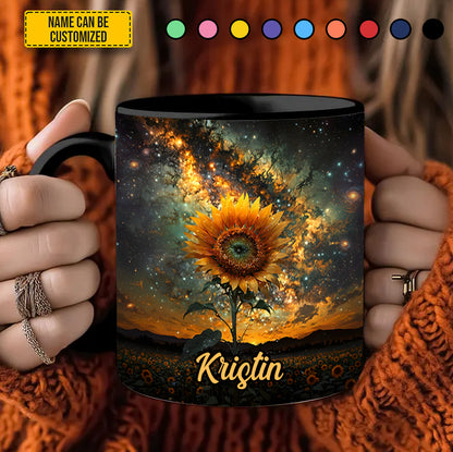 Sunflower In Night - Personalized Sunflower Accent Mug