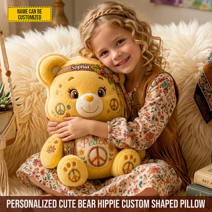 Personalized Cute Bear Hippie Custom Shaped Pillow