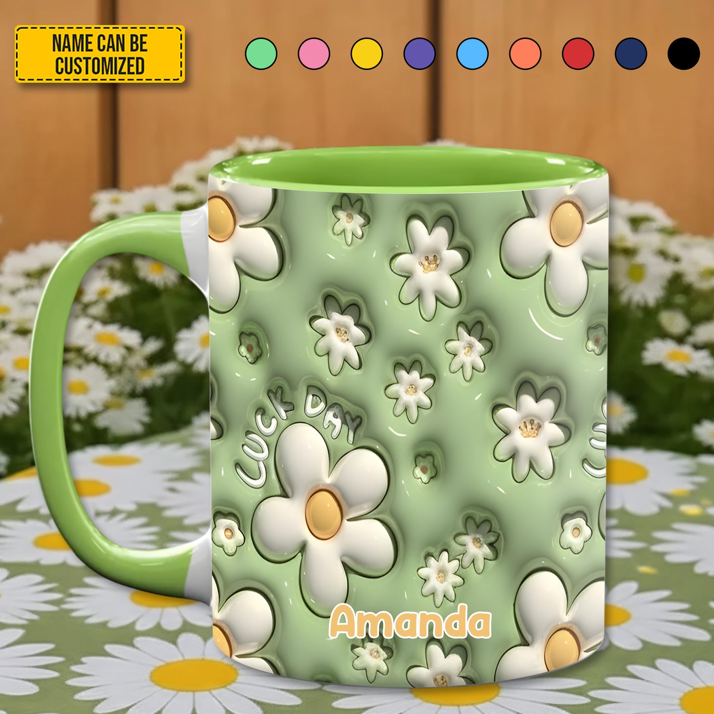 Daisy  Flower - Personalized Flower Accent Mug