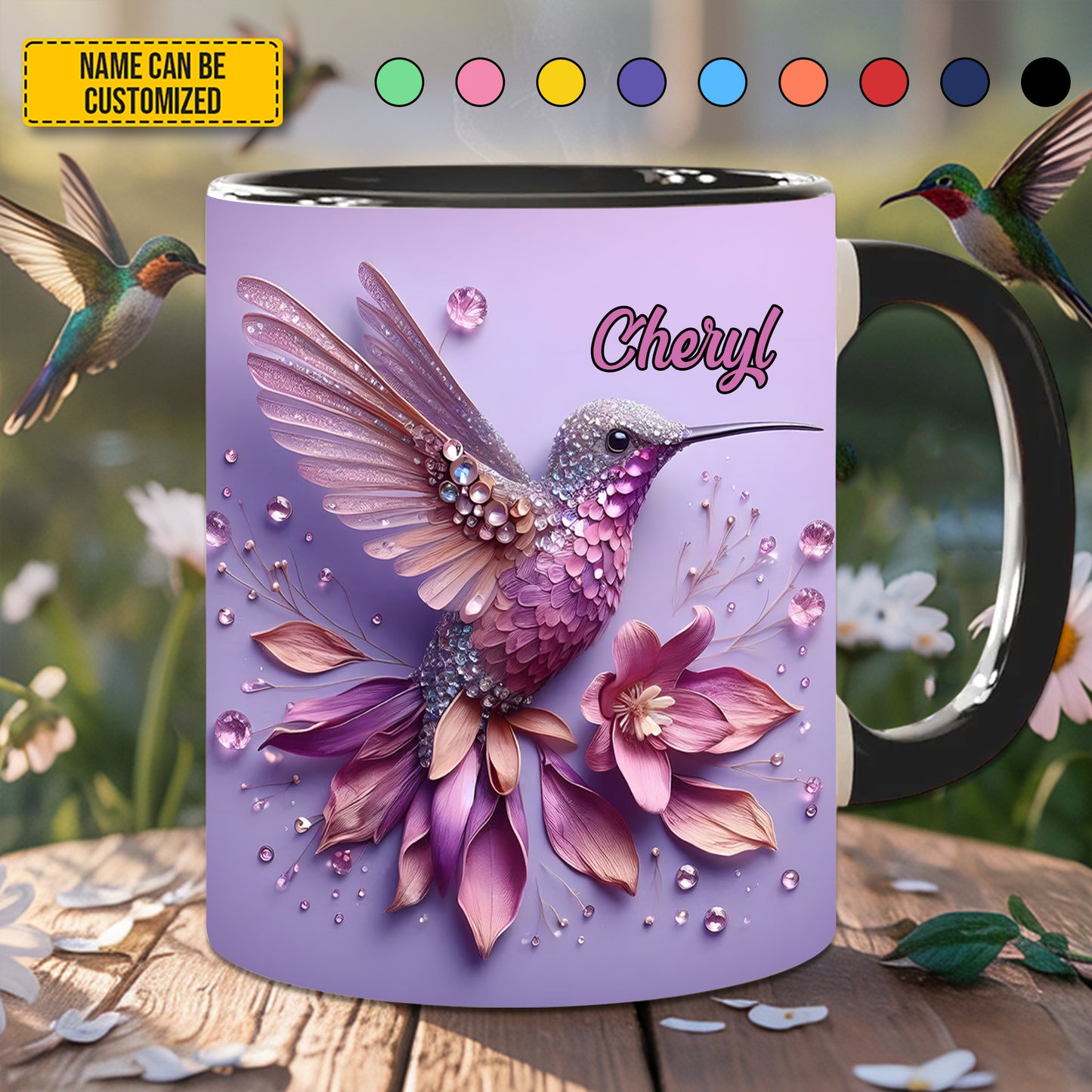 Hummingbird Accent Mug, Personalized Accent Mug
