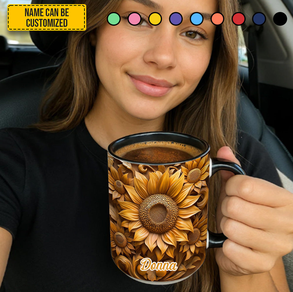 Personalized Sunflower Accent Mug
