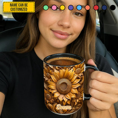 Personalized Sunflower Accent Mug