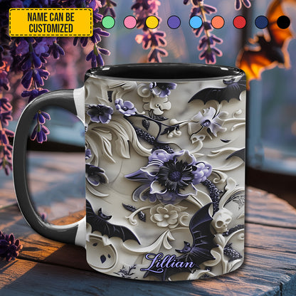 Falling Shadows – Personalized Gothic Floral Accent Mug