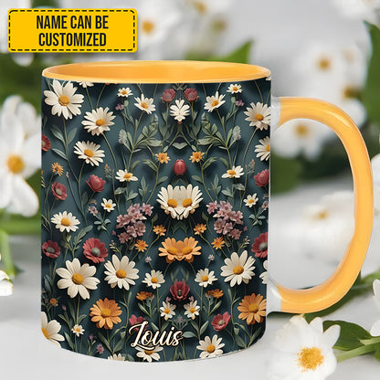 Beautiful Floral - Personalized Flowers Accent Mug