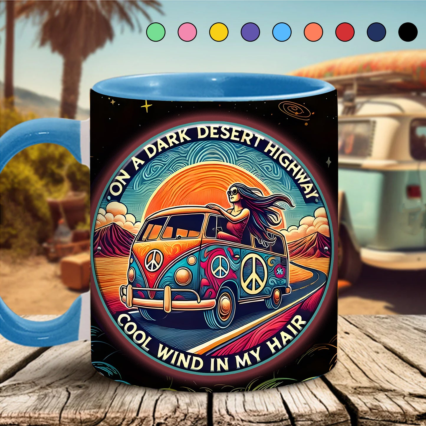 On a Dark Desert Highway - Personalized Accent Mug