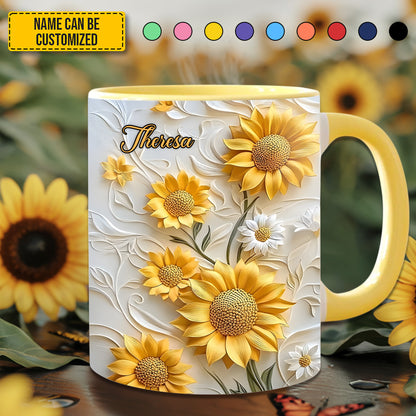 Beautiful Sunflower  - Personalized Accent Mug