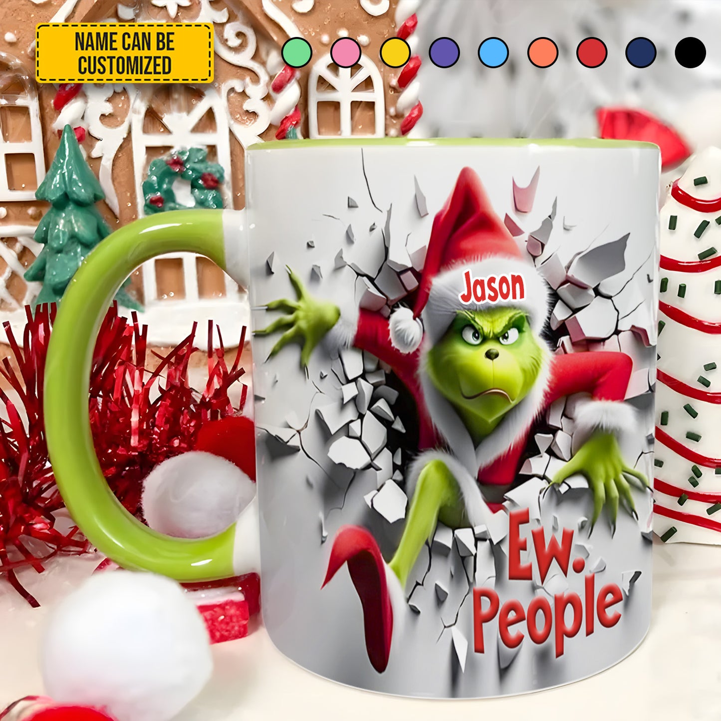 Grumpy Christmas Monster – Personalized Funny Accent Mug