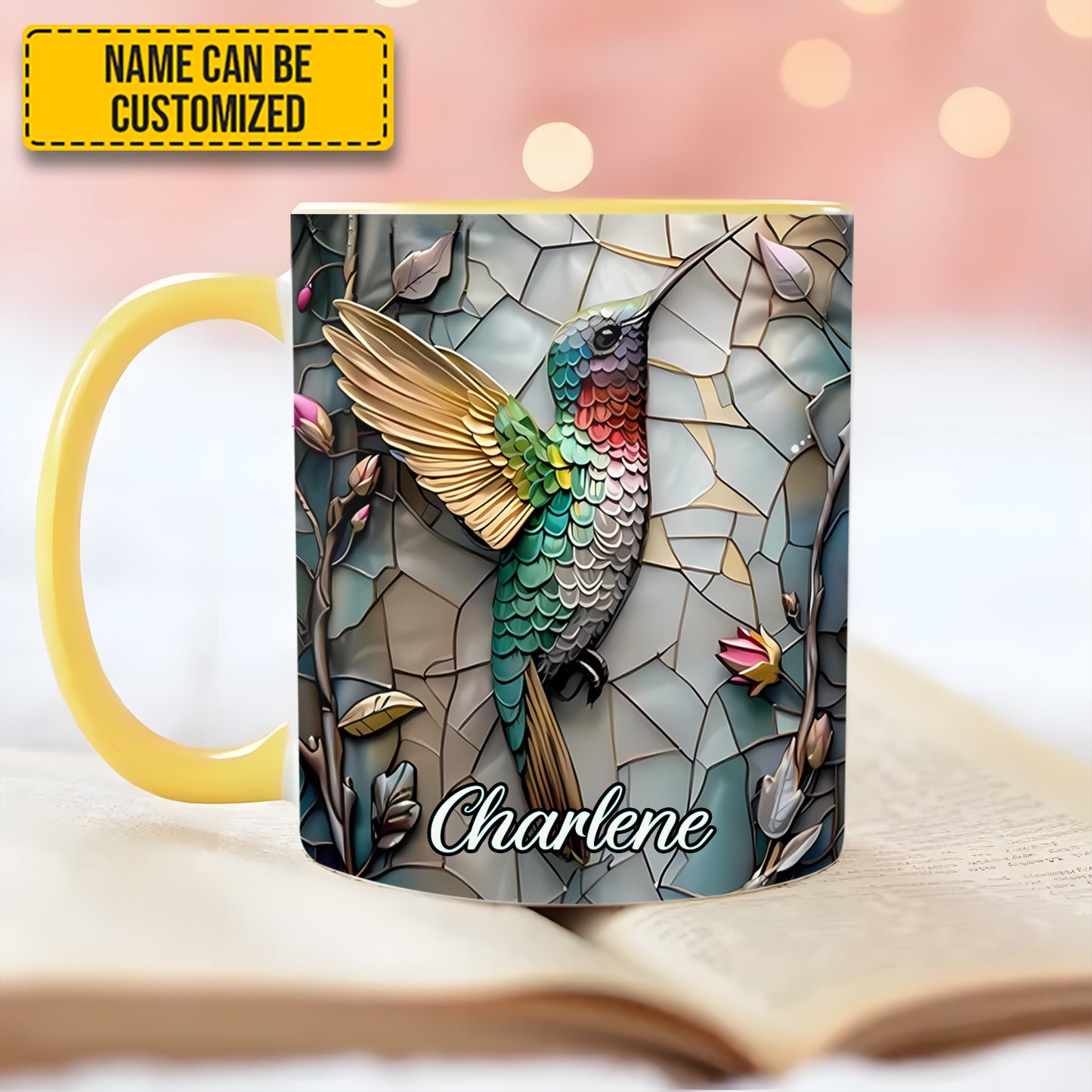 Artistic Hummingbird - Personalized Hummingbird Accent Mug
