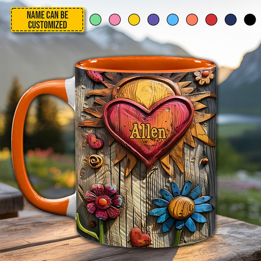 Hippie Heart Symbol - Personalized Hippie Accent Mug