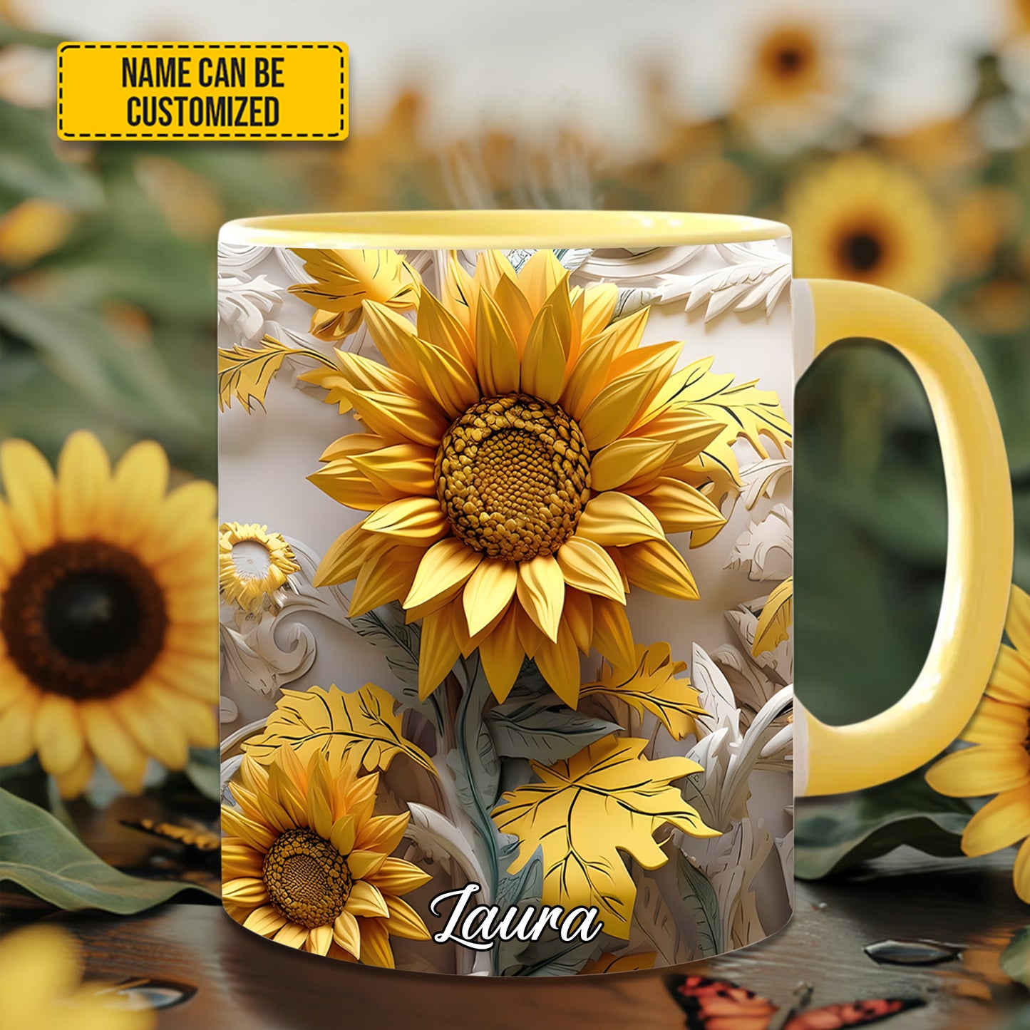 Beautiful Sunflower - Personalized Sunflower Accent Mug
