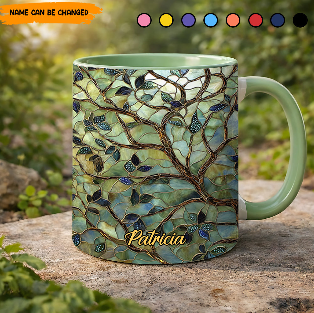 Personalized Tree Of Life Stained Glass Accent Mug