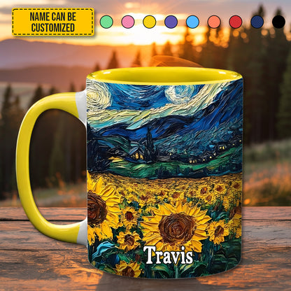 Starry Sunflowers – Personalized Accent Mug
