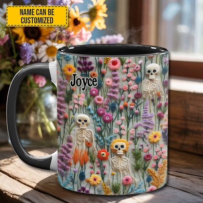 Skeletons In Bloom - Personalized Skull Accent Mug