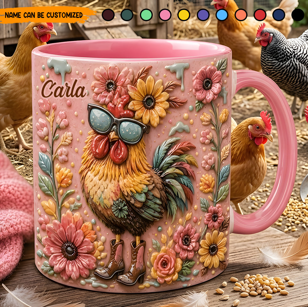 Chicken Floral- Personalized Chicken Accent Mug