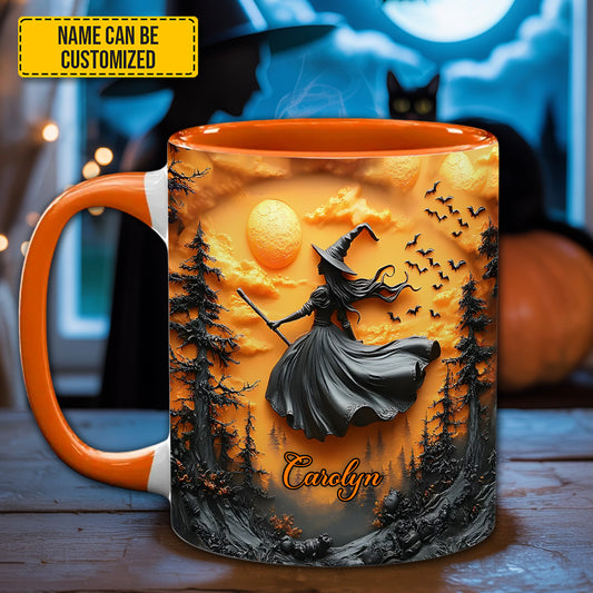 Flying Witch - Personalized Witch Accent Mug
