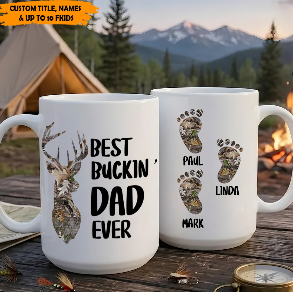 Best Buckin’ Dad Ever – Family Footprint White Mug