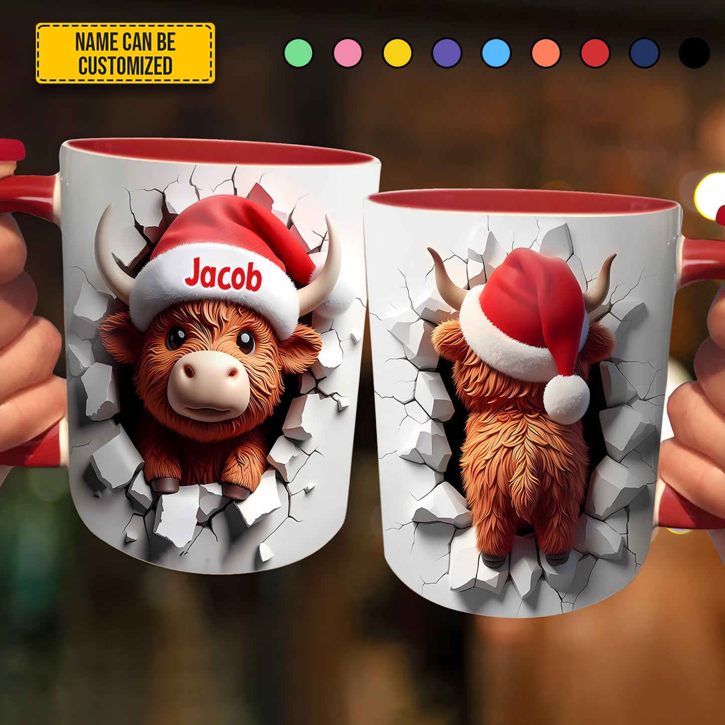 Personalized Highland Cow Christmas Mug
