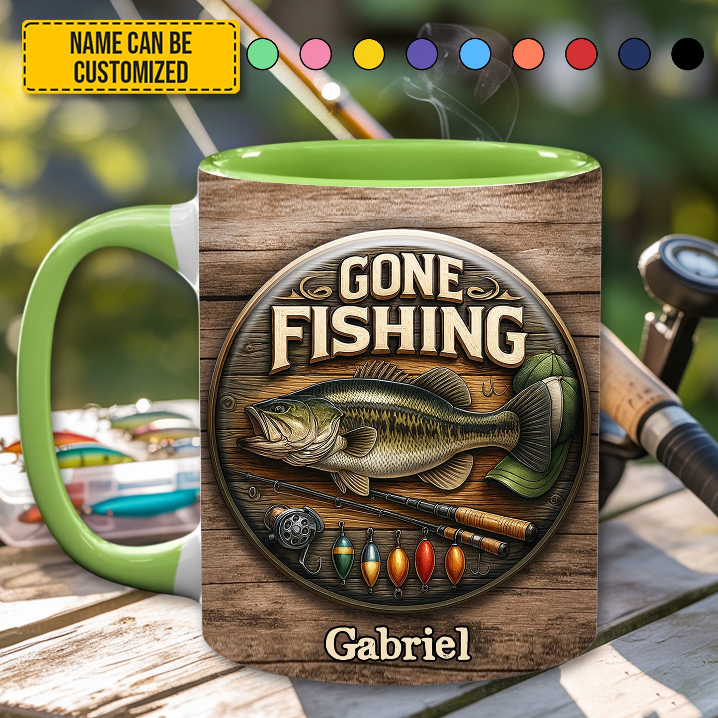 Gone Fishing – Personalized Fishing Accent Mug