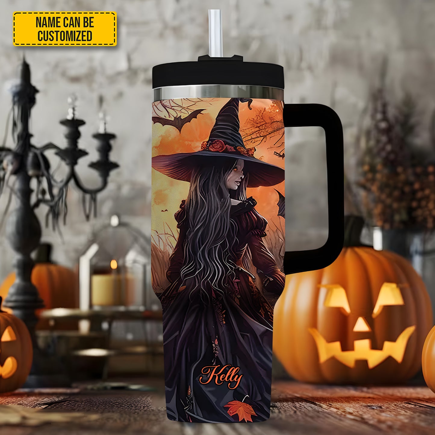 Halloween Witch - Personalized Tumbler With Handle 40oz