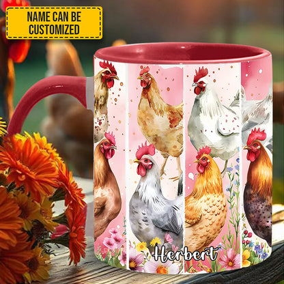 Watercolor chicken - Personalized Accent Mug