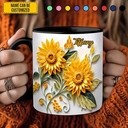Personalized Sunflower Accent Mug