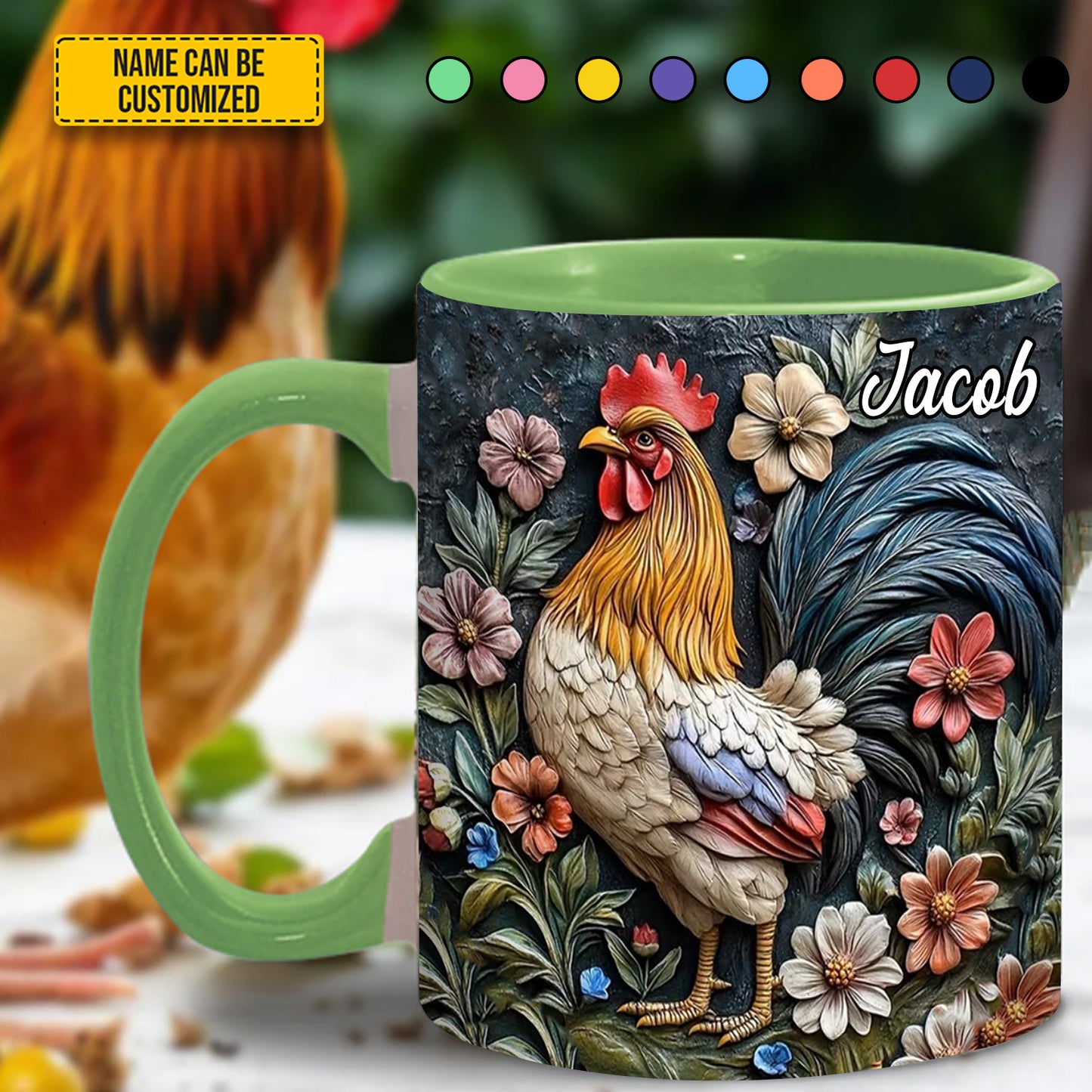 Chicken Rooster - Personalized Accent Mug