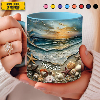 Personalized Ocean Sunset Accent Mug