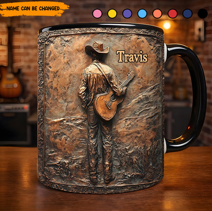 Rustic Guitar Cowboy – Personalized Accent Mug