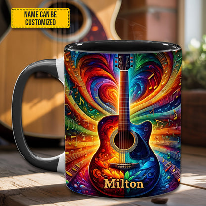Personalized Colorful Guitar Music - Accent Mug